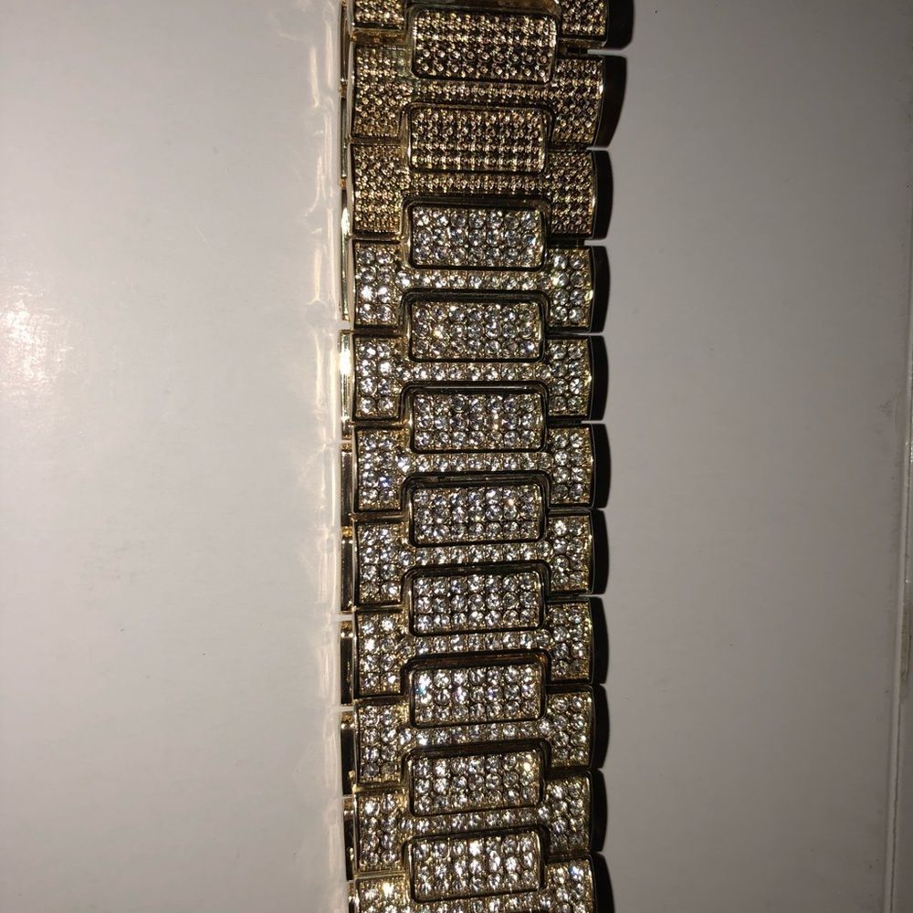 New ICED OUT Micro Pave 14K Gold Mens Bracelet - Picture 2 of 4